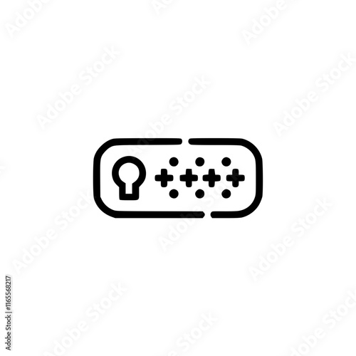 Secure access graphic depicting a keyhole and a series of symbols representing a password or security code.  Ideal for websites, apps, or presentations related to data protection and digital security.