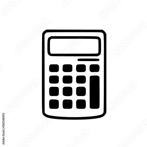 A simple black and white illustration of a calculator. Perfect for educational materials, financial websites, or app icons needing a clean, minimalist design.