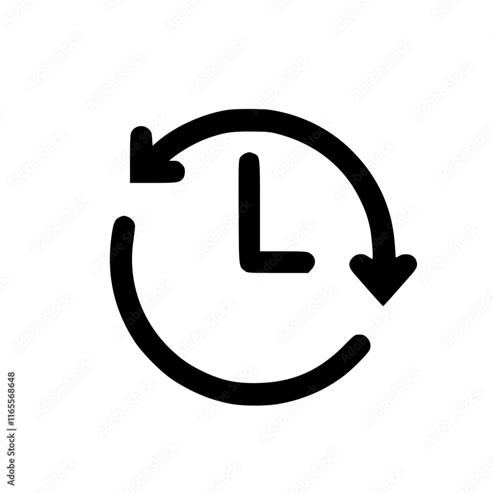 Clock icon symbolizing time, schedule, cycle, or process. Simple, bold design perfect for apps, websites, and presentations. Represents cyclical time, deadlines, or ongoing processes. Clock icon symbolizing time, schedule, cycle, or process. Simple, bold design perfect for apps, websites, and presentations. Represents cyclical time, deadlines, or ongoing processes.