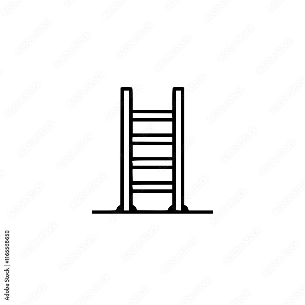 Simple line drawing of a ladder, isolated on a white background. Perfect for construction, climbing, or success-related projects. Clean and minimalist design. Simple line drawing of a ladder, isolated on a white background. Perfect for construction, climbing, or success-related projects. Clean and minimalist design.