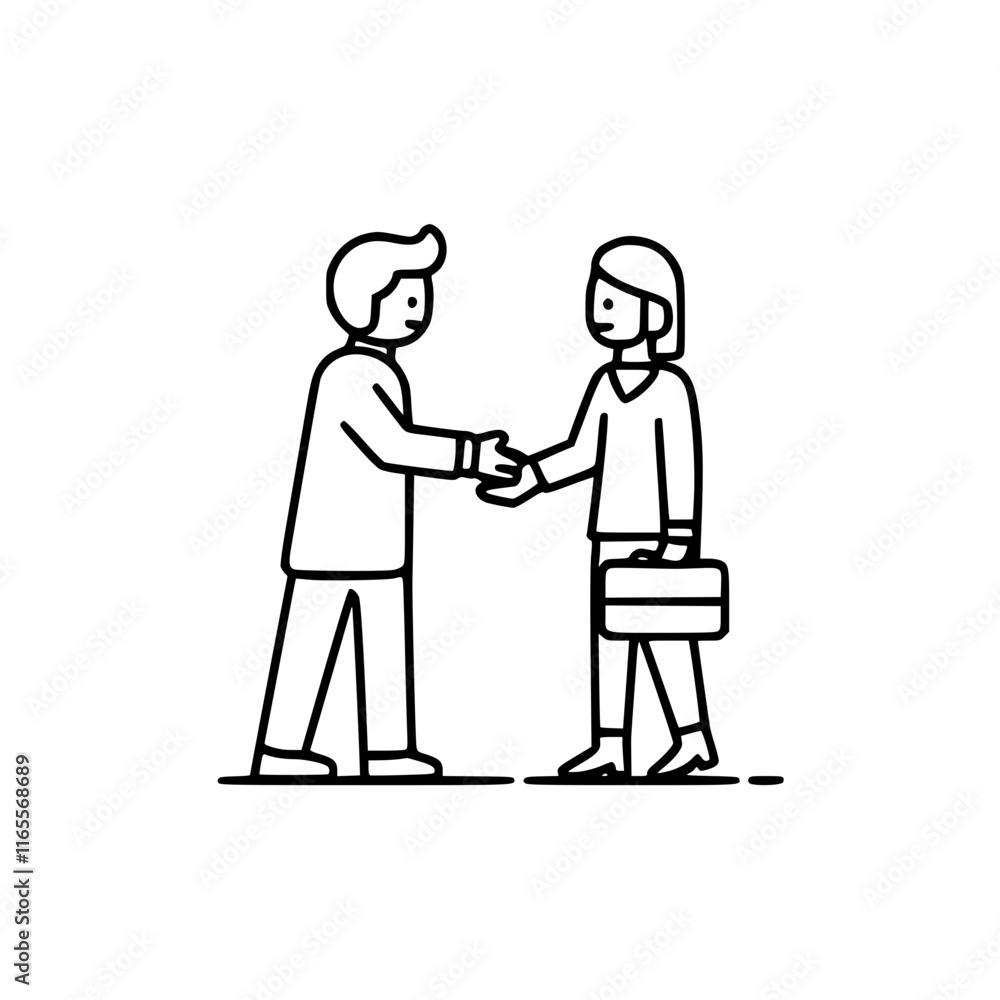 Business handshake: A man and woman conclude a deal, shaking hands in agreement. Professional collaboration and partnership. Business handshake: A man and woman conclude a deal, shaking hands in agreement. Professional collaboration and partnership.