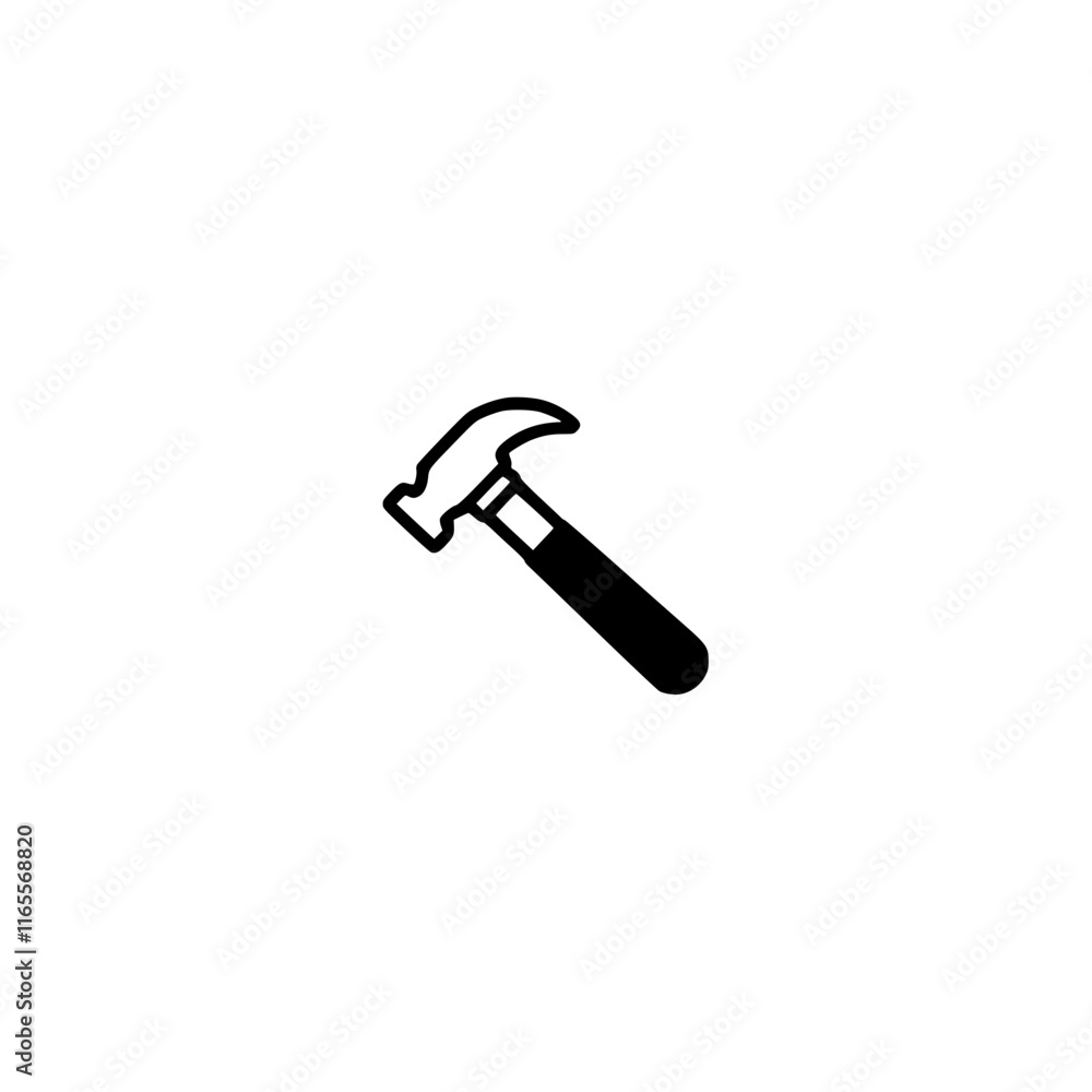 Simple black and white illustration of a claw hammer, a common tool used in construction and DIY projects. Ideal for websites, apps, or presentations related to building, repair, or handiwork. Simple black and white illustration of a claw hammer, a common tool used in construction and DIY projects. Ideal for websites, apps, or presentations related to building, repair, or handiwork.