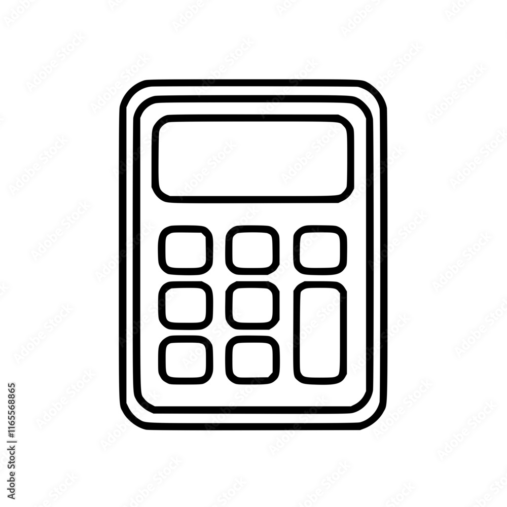 A simple line drawing of a calculator. Perfect for educational materials, financial websites, or app icons. Clean, minimalist design. A simple line drawing of a calculator. Perfect for educational materials, financial websites, or app icons. Clean, minimalist design.