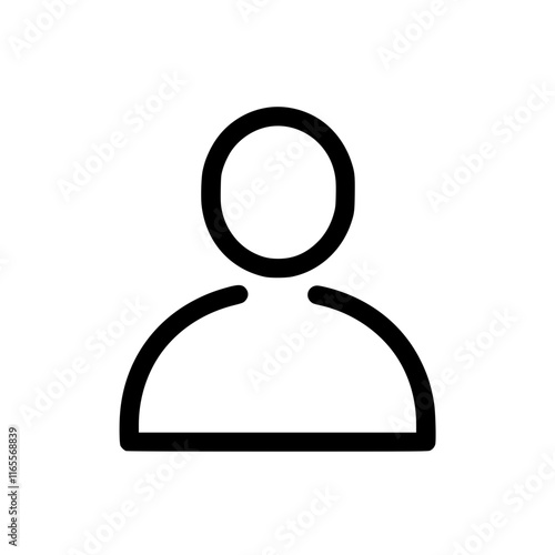 Simple line art icon representing a person, ideal for user interface design, websites, or applications needing a generic human figure symbol.