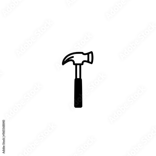 A simple line drawing of a claw hammer, a classic hand tool used for driving nails and removing them.  Its versatile design makes it essential for construction, DIY projects, and general repairs.