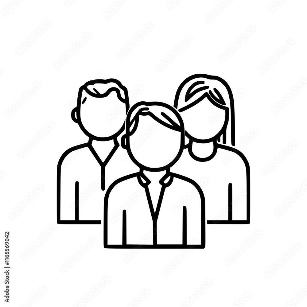 Teamwork, collaboration, and unity are represented by this simple illustration of three individuals standing together. Teamwork, collaboration, and unity are represented by this simple illustration of three individuals standing together.