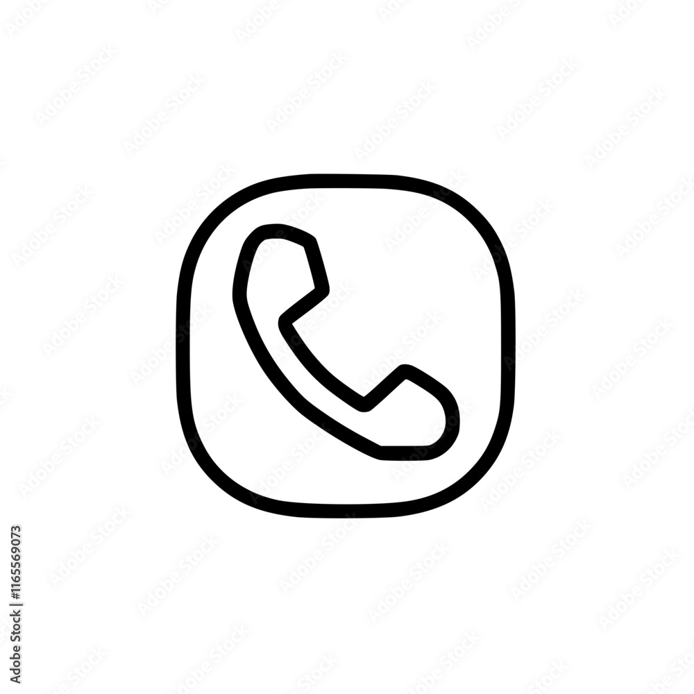 Rounded square icon featuring a telephone handset graphic. Simple, clean design ideal for communication applications, websites, or mobile interfaces. Versatile and easily adaptable. Rounded square icon featuring a telephone handset graphic. Simple, clean design ideal for communication applications, websites, or mobile interfaces. Versatile and easily adaptable.