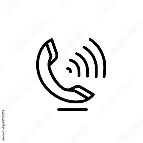 Incoming call! A simple line art illustration of a ringing telephone, symbolizing communication and connection. Perfect for websites, apps, and presentations needing a clear communication icon.