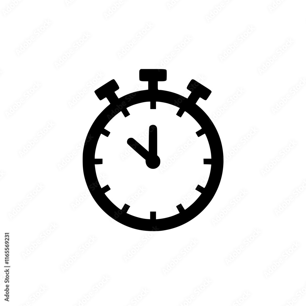 A simple black and white stopwatch icon, ideal for time management, deadline, or efficiency concepts. Perfect for websites, apps, and presentations needing a clear time indicator. A simple black and white stopwatch icon, ideal for time management, deadline, or efficiency concepts. Perfect for websites, apps, and presentations needing a clear time indicator.