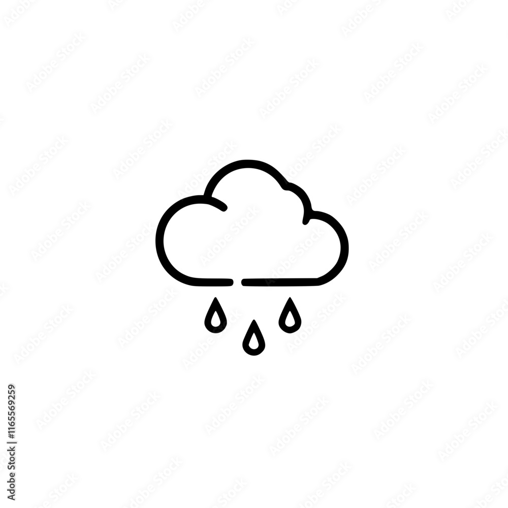 Simple line art illustration of a rain cloud. Perfect for weather apps, websites, or educational materials needing a clean and minimalist design. Simple line art illustration of a rain cloud. Perfect for weather apps, websites, or educational materials needing a clean and minimalist design.
