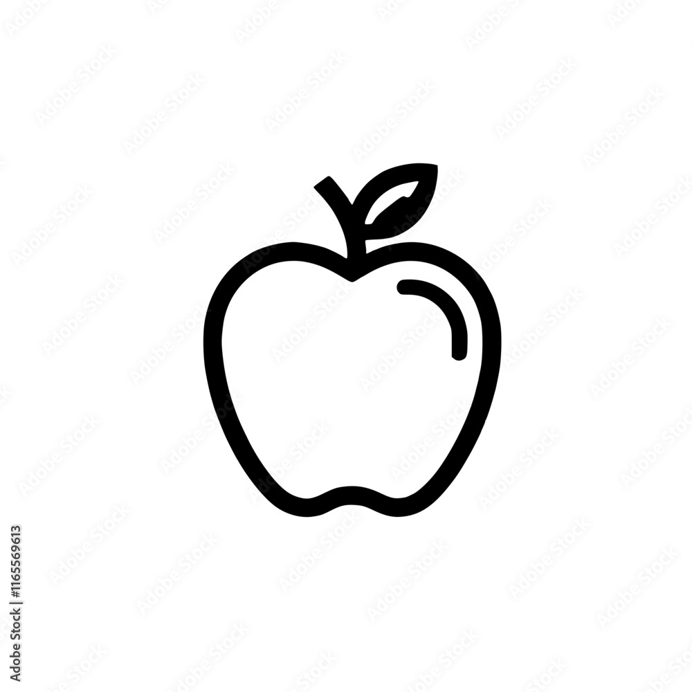 A simple line drawing of an apple, showcasing its classic shape and stem. Perfect for healthy eating, education, or nature-themed projects. Clean, minimalist design. A simple line drawing of an apple, showcasing its classic shape and stem. Perfect for healthy eating, education, or nature-themed projects. Clean, minimalist design.