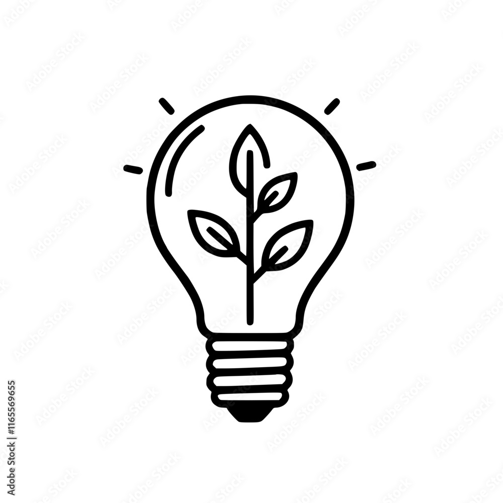 A lightbulb with a plant inside, symbolizing eco-friendly ideas and sustainable energy solutions. A perfect image for representing innovation and growth in a green and environmentally conscious way. A lightbulb with a plant inside, symbolizing eco-friendly ideas and sustainable energy solutions. A perfect image for representing innovation and growth in a green and environmentally conscious way.