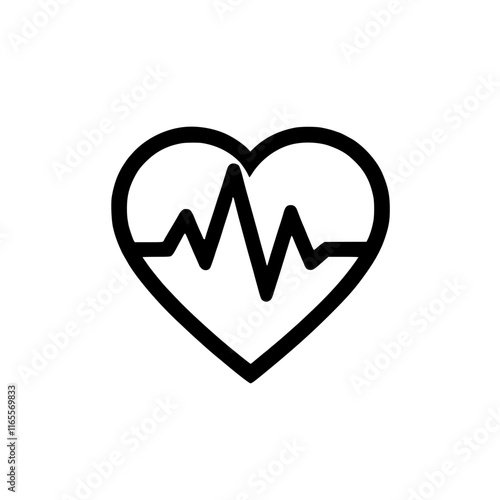 Heart rate monitor icon.  A simple, bold graphic representing a heart with a heartbeat line inside. Perfect for health, fitness, and medical related projects.