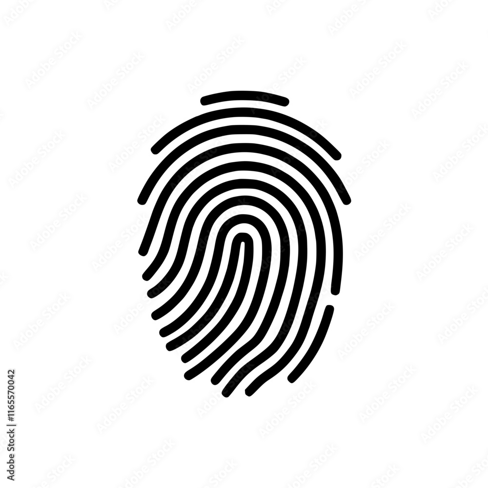Fingerprint icon, a graphic representation of a human fingerprint, useful for security, identification, and biometric authentication concepts. Clean, simple design. Fingerprint icon, a graphic representation of a human fingerprint, useful for security, identification, and biometric authentication concepts. Clean, simple design.
