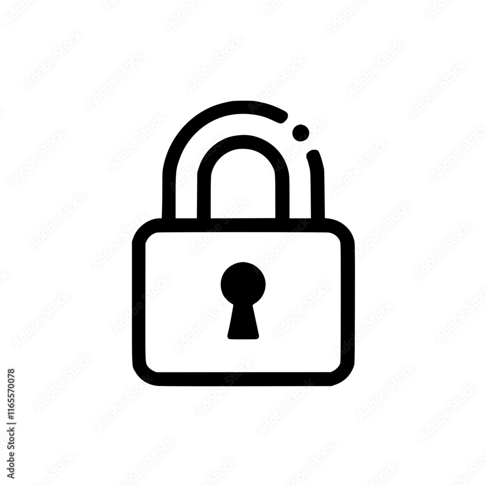 Padlock icon, symbol of security and protection. A simple, bold black outline on a white background. Perfect for website design, app interfaces, and security-related materials. Padlock icon, symbol of security and protection. A simple, bold black outline on a white background. Perfect for website design, app interfaces, and security-related materials.