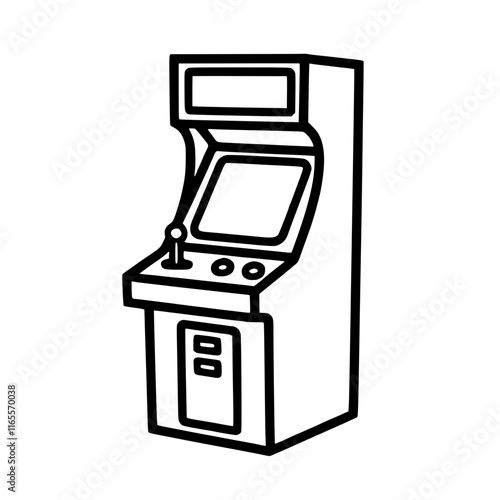 Classic arcade game machine illustration.  A nostalgic vector drawing of a retro gaming cabinet, perfect for representing the golden age of video arcades and gaming.