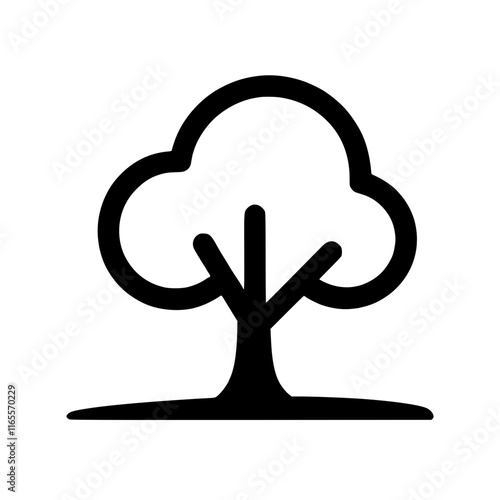 Simple illustration of a tree, perfect for representing nature, growth, or environmental themes.  Suitable for websites, apps, and presentations needing a clean, minimalist icon.