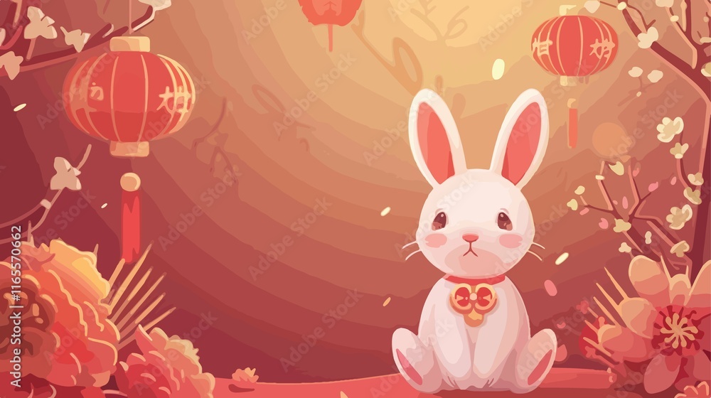 Obraz premium 2023 Chinese New Year Rabbit Zodiac Symbol Celebration Image