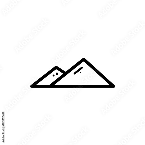 Simple line art illustration of two mountains. Minimalist design, perfect for backgrounds, websites, or app icons. Clean and modern aesthetic.