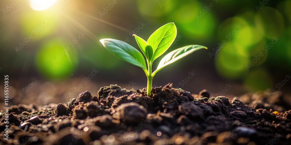A Young Sprout Reaching Towards the Sun, Its Delicate Green Leaves Unfurling in the Warm Glow of Dawn A Young Sprout Reaching Towards the Sun, Its Delicate Green Leaves Unfurling in the Warm Glow of Dawn