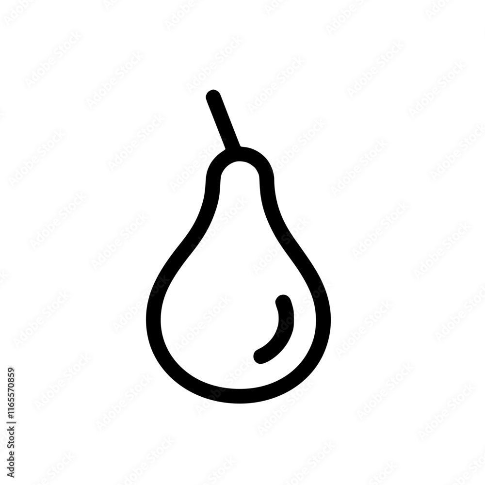 A simple line drawing of a pear, showcasing its smooth curves and teardrop shape. Perfect for minimalist designs, healthy eating concepts, or fresh food illustrations. A simple line drawing of a pear, showcasing its smooth curves and teardrop shape. Perfect for minimalist designs, healthy eating concepts, or fresh food illustrations.