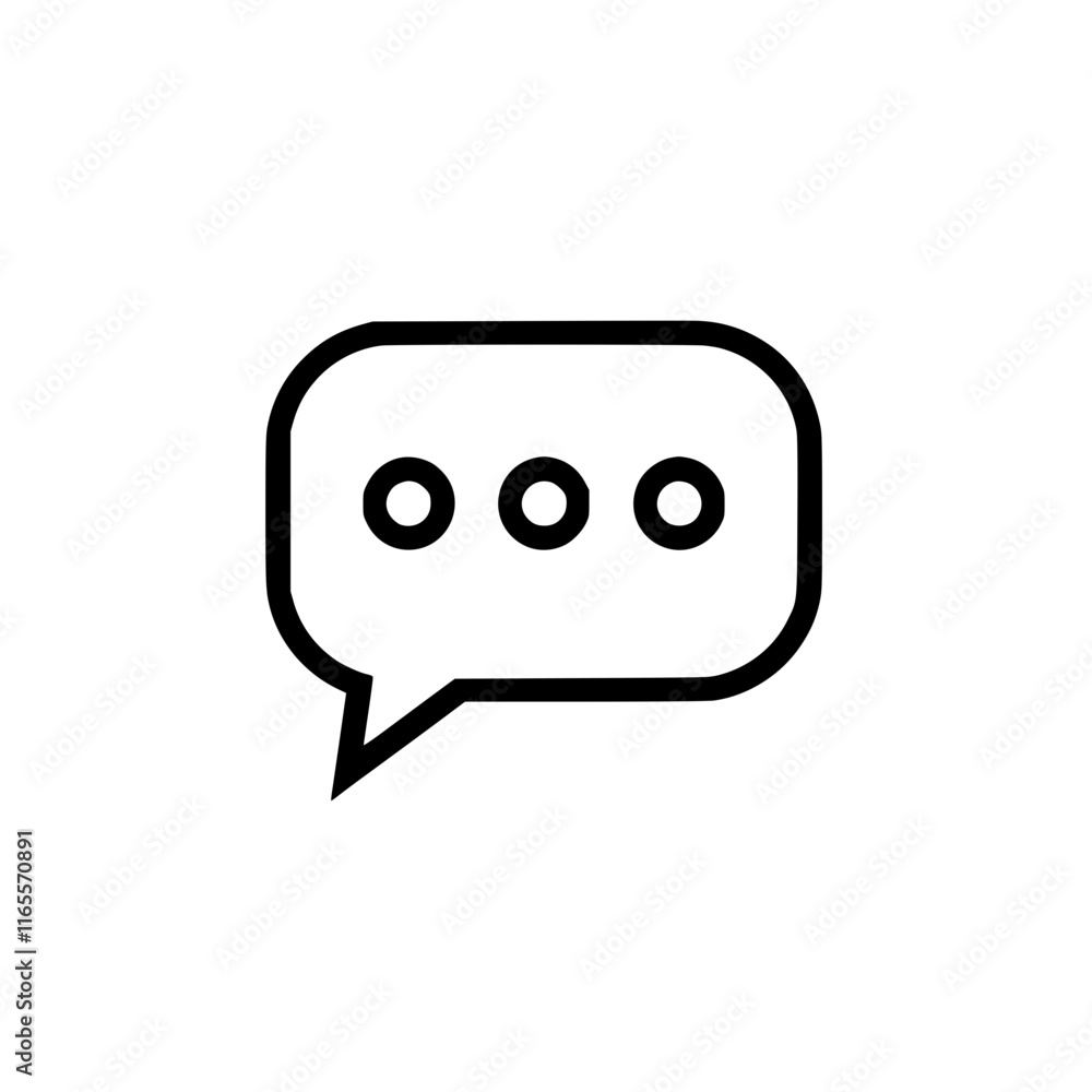 Simple speech bubble icon with three dots, representing communication, messaging, or a chat interface. Ideal for websites, apps, or presentations needing a clean, modern communication symbol. Simple speech bubble icon with three dots, representing communication, messaging, or a chat interface. Ideal for websites, apps, or presentations needing a clean, modern communication symbol.