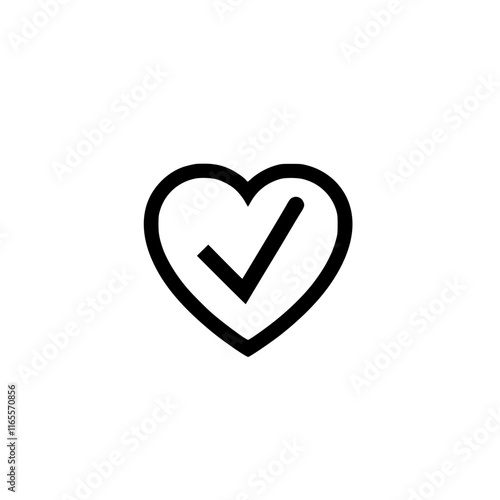 Heart checkmark symbol.  Simple graphic representing approval, confirmation, or acceptance. Ideal for websites, apps, and presentations needing a positive visual cue.