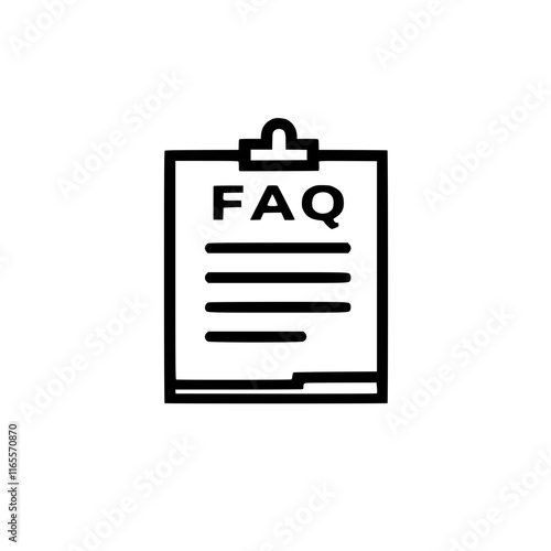 FAQ document icon.  A simple, clean graphic representing a frequently asked questions page or section. Ideal for websites and help sections.