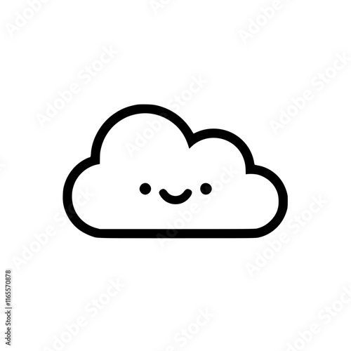 Happy cloud graphic design element. Perfect for kids' illustrations, weather apps, or any design needing a cute and cheerful touch.