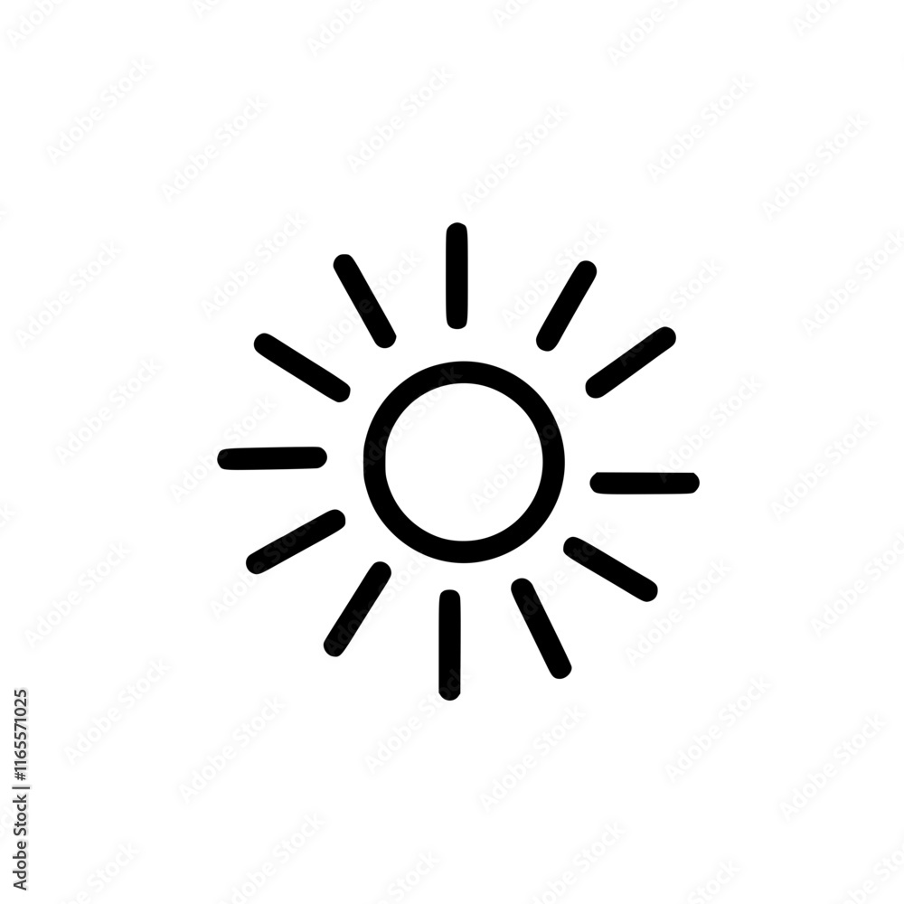 Simple sun icon, perfect for weather apps, summer designs, or any project needing a sunny symbol. Clean lines, bold black on white background. Simple sun icon, perfect for weather apps, summer designs, or any project needing a sunny symbol. Clean lines, bold black on white background.