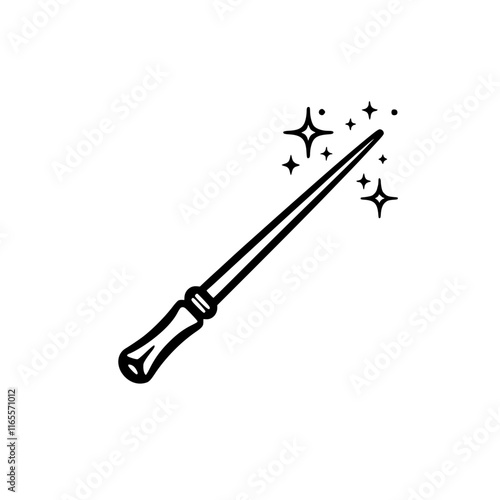 Wallpaper Mural Magical wand casting a spell, sparkles and light emanating from the tip.  Perfect for fantasy, fairytale, wizardry, or enchanting themes.  A simple, elegant design. Torontodigital.ca