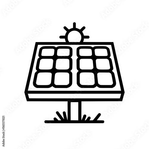 Solar panel absorbing sunlight, a clean energy solution.  Ground-mounted system for sustainable power generation. Ideal for renewable energy projects.