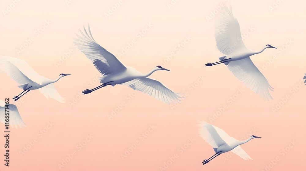 Obraz premium Graceful Crane Silhouettes