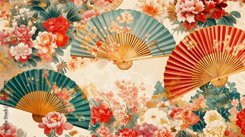 Vibrant Japanese Fan Pattern photo