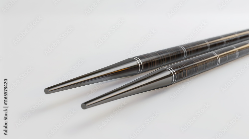 Simple pair of chopsticks placed gracefully on clean white background. Elegant utensils for dining, essential in Asian cuisine traditions. Traditional tool for picking up food items like rice Simple pair of chopsticks placed gracefully on clean white background. Elegant utensils for dining, essential in Asian cuisine traditions. Traditional tool for picking up food items like rice