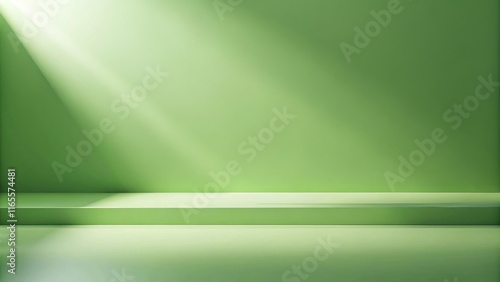 Simple green platform with soft light for product display