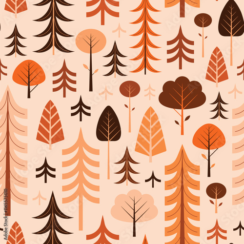 Obraz na płótnie Geometric Forest Trees Seamless Repeating Pattern w salonie