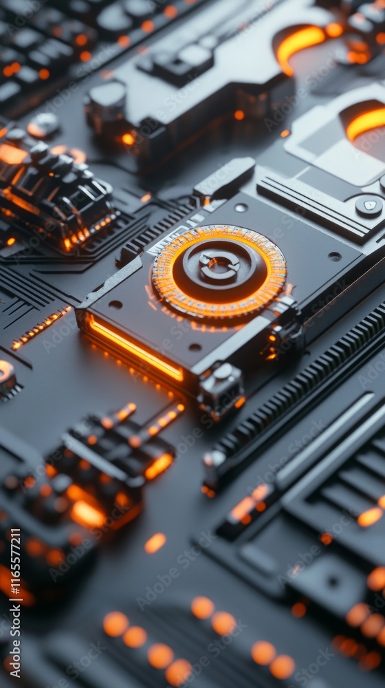 Intricate Futuristic Circuitry Design with Glowing Orange Energy - A Deep Dive into Modern Technology Intricate Futuristic Circuitry Design with Glowing Orange Energy - A Deep Dive into Modern Technology