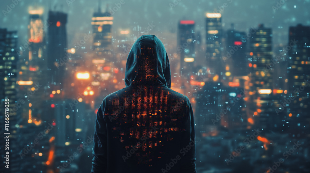 Hacker are planning to hack and attack networks and cyber security systems. Smart Innovation city with connection future wireless digital city and social media networking over the cityscape. Hacker are planning to hack and attack networks and cyber security systems. Smart Innovation city with connection future wireless digital city and social media networking over the cityscape.