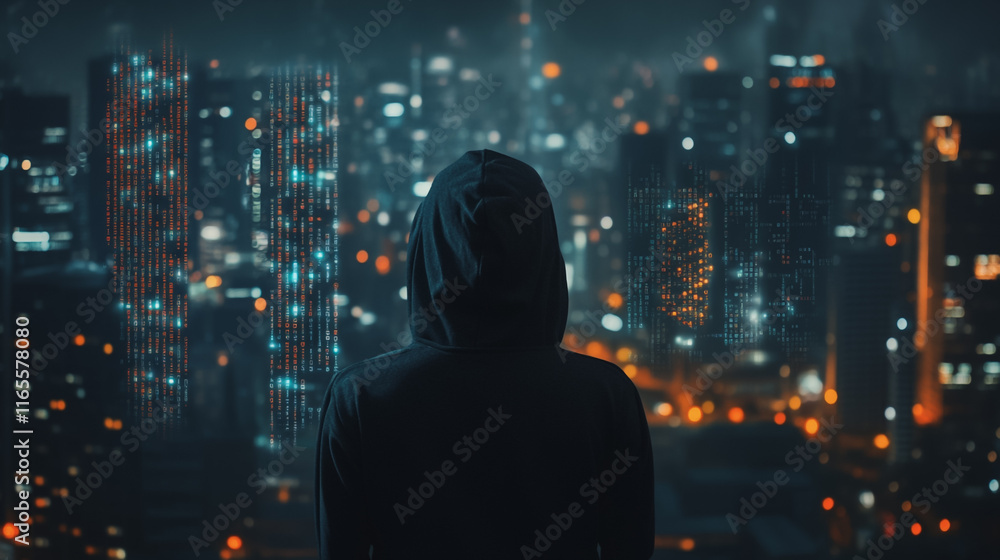 Hacker are planning to hack and attack networks and cyber security systems. Smart Innovation city with connection future wireless digital city and social media networking over the cityscape. Hacker are planning to hack and attack networks and cyber security systems. Smart Innovation city with connection future wireless digital city and social media networking over the cityscape.