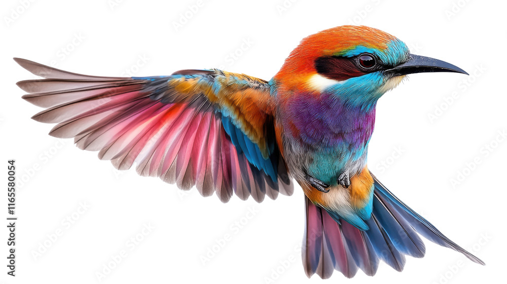 Fototapeta premium bee eater bird fly fully body isolated on white background