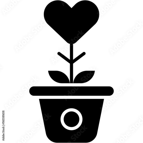 plant, growth, heart, plant pot, love Icon