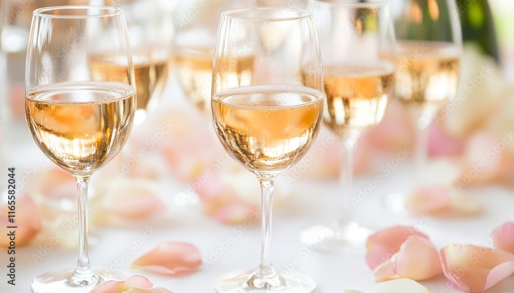 Glasses of Rose Wine, a Refreshing and Festive Beverage for Celebrations and Gatherings Glasses of Rose Wine, a Refreshing and Festive Beverage for Celebrations and Gatherings