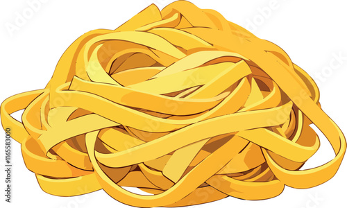 Delicious tagliatelle pasta nest over white background