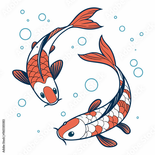 Koi Fish Design: Aquatic Life Illustration