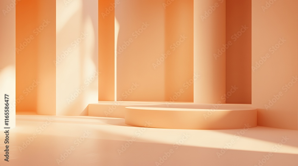 Fototapeta premium Minimalist Peach Colored Abstract Display Platform