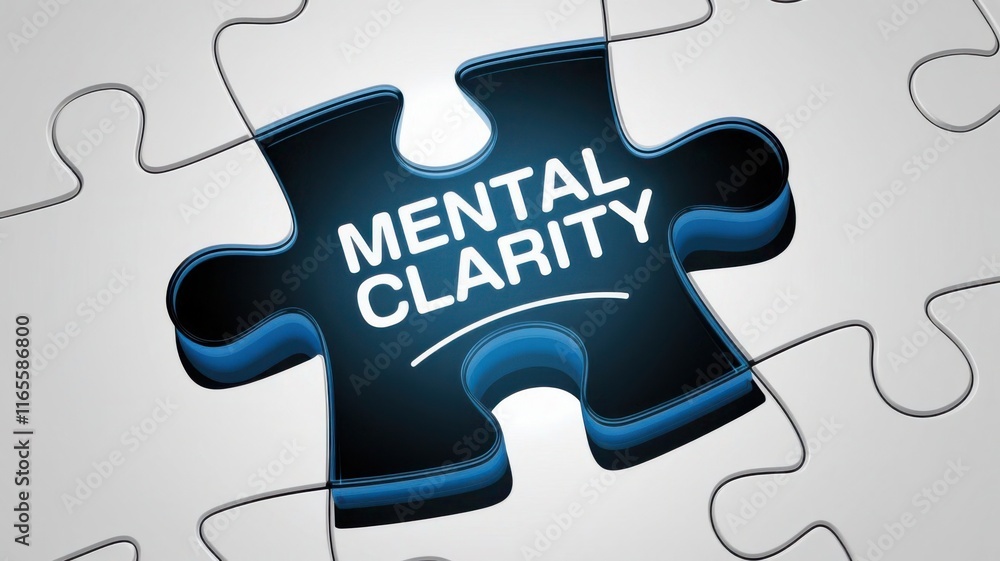3D Puzzle Piece Highlighting 'Mental Clarity' Against a Light Background 3D Puzzle Piece Highlighting 'Mental Clarity' Against a Light Background