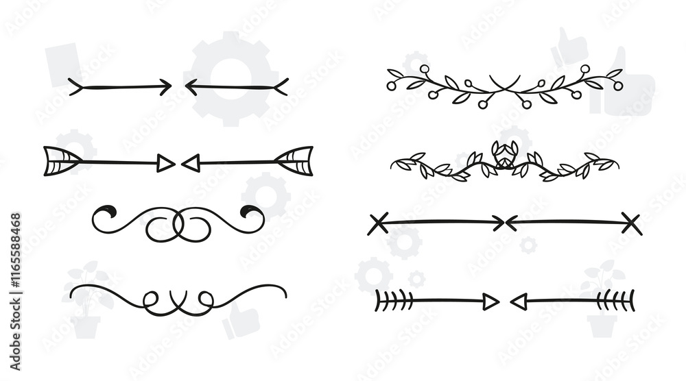 Hand drawn design elements collection. Floral frames, corners, dividers, calligraphic lines, borders, swirls. Illustration in vintage style Hand drawn design elements collection. Floral frames, corners, dividers, calligraphic lines, borders, swirls. Illustration in vintage style