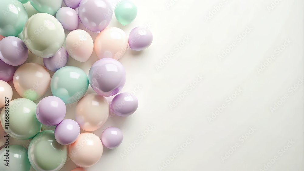 Pastel Balloons Floating on White Background, Perfect for Celebration Design Pastel Balloons Floating on White Background, Perfect for Celebration Design