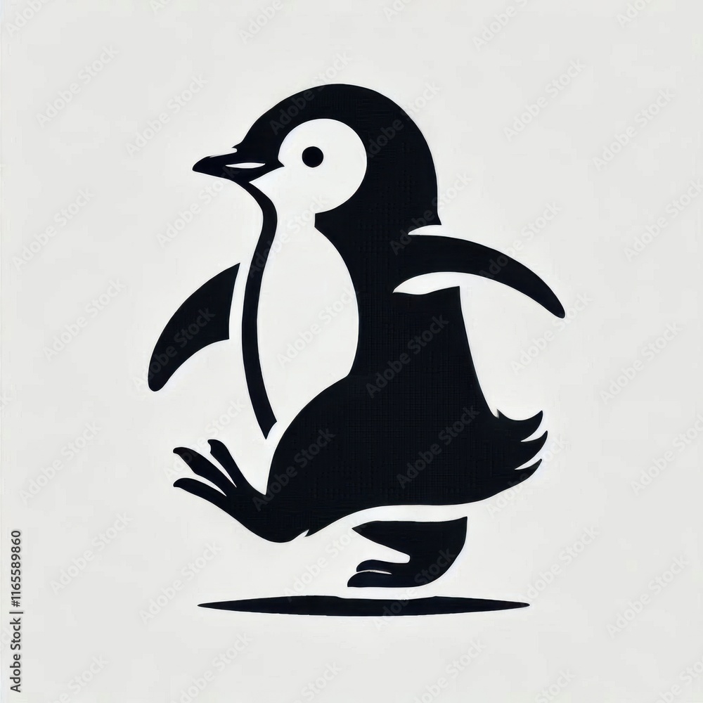 Obraz premium walking penguin icon illustration